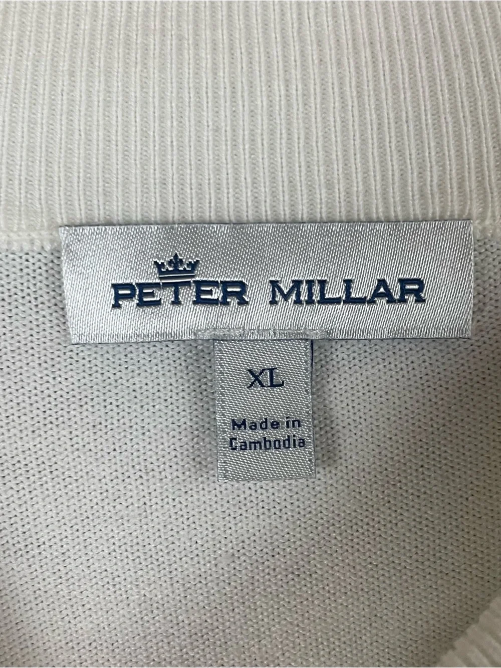Peter Millar Pullover Sweater Men’s XL 1/4 Zip Mock Neck White Silk Blend T161